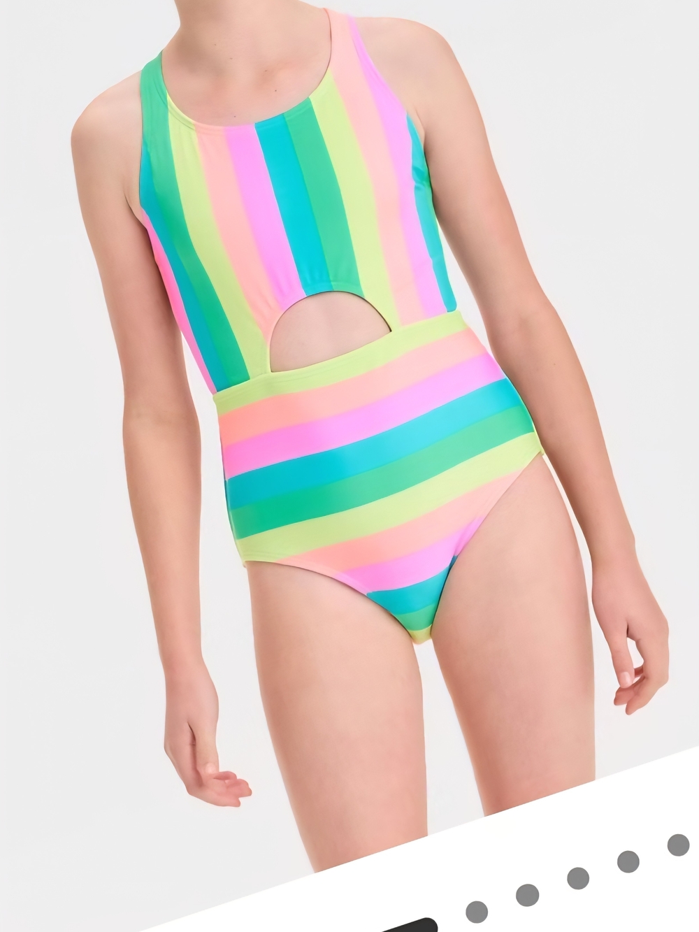 Girls' Sandy Island Rainbow Striped One Piece Swimsuit - Cat & Jack. M(8)